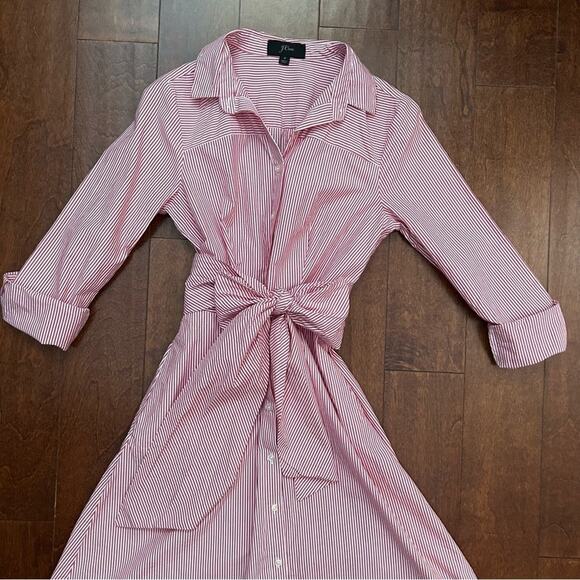 J. Crew Preppy Summer Red and White Striped Women’s Shirtdress, Size 4 - Picture 6 of 16
